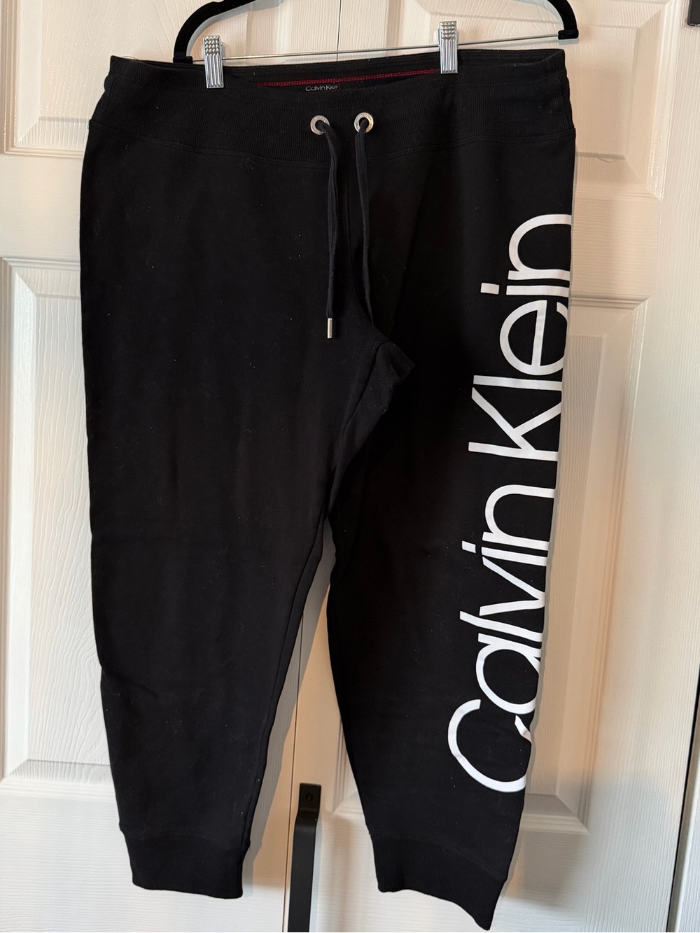 Calvin Klein Black Jogger Bottoms with White Side Logo